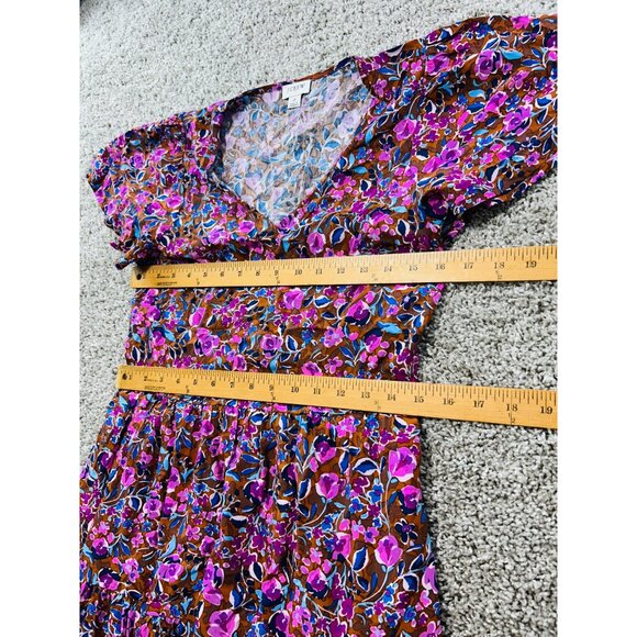 J.Crew Factory Dress Women's Size 2 Flutter-Sleeve Tiered Midi Floral Multicolor - Picture 7 of 10